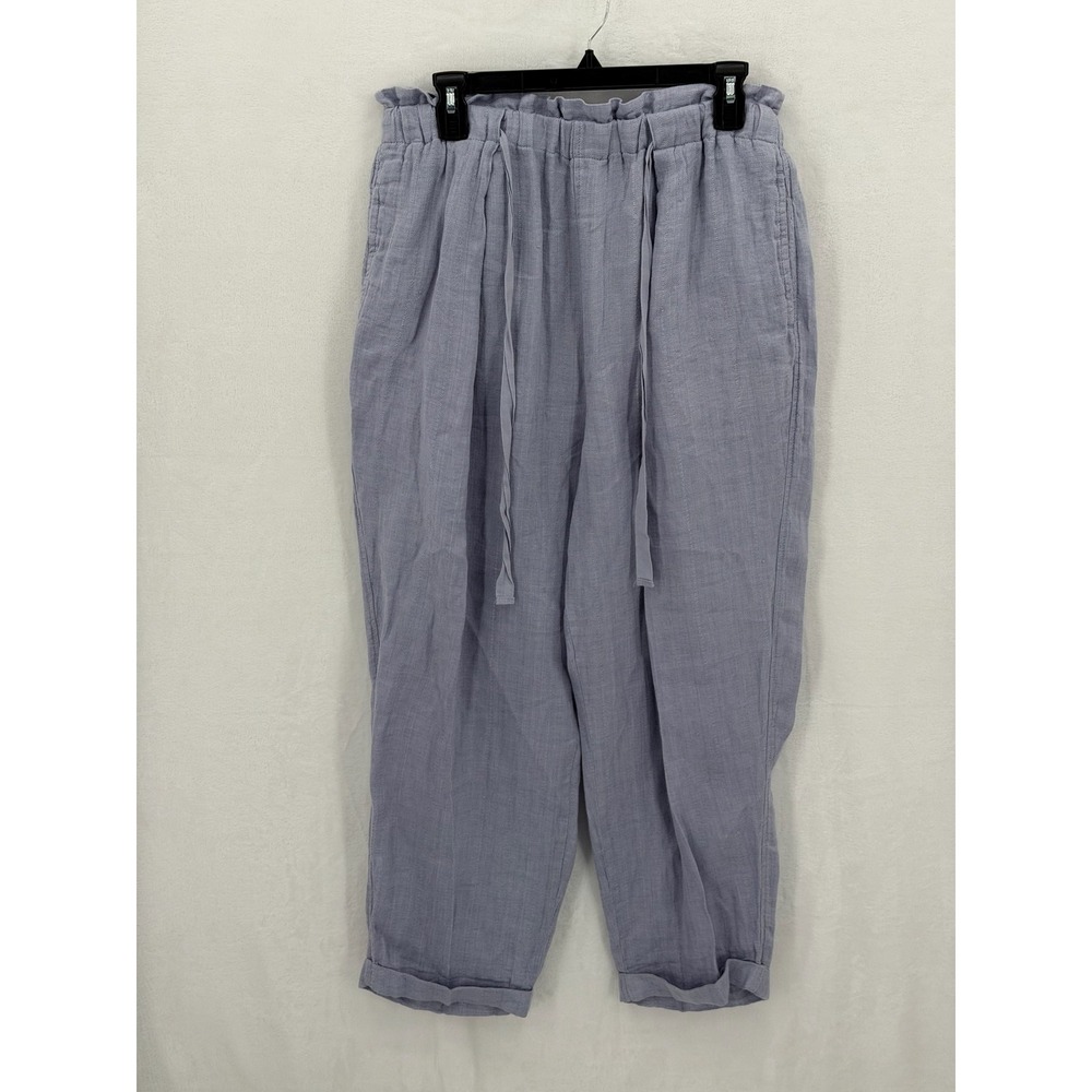 Free People Pants Womens Medium Purple Only Over You Linen Tie Waist Beach Boho